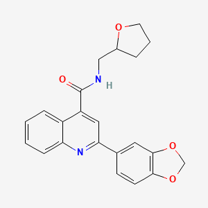 2-(1,3-benzodioxol-5-yl)-N-(tetrahydrofuran-2-ylmethyl)quinoline-4-carboxamide