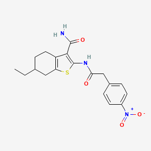 molecular formula C19H21N3O4S B4030650 6-ETHYL-2-{[2-(4-NITROPHENYL)ACETYL]AMINO}-4,5,6,7-TETRAHYDRO-1-BENZOTHIOPHENE-3-CARBOXAMIDE 