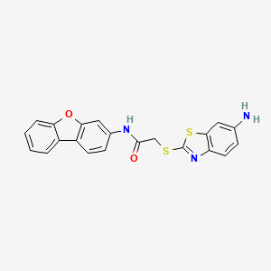 molecular formula C21H15N3O2S2 B4030688 2-[(6-amino-1,3-benzothiazol-2-yl)sulfanyl]-N-(dibenzo[b,d]furan-3-yl)acetamide 