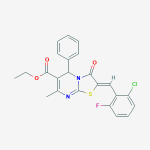 molecular formula C23H18ClFN2O3S B403070 ethyl (2Z)-2-[(2-chloro-6-fluorophenyl)methylidene]-7-methyl-3-oxo-5-phenyl-5H-[1,3]thiazolo[3,2-a]pyrimidine-6-carboxylate CAS No. 313966-40-4