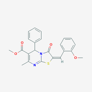 molecular formula C23H20N2O4S B403081 methyl 2-(2-methoxybenzylidene)-7-methyl-3-oxo-5-phenyl-2,3-dihydro-5H-[1,3]thiazolo[3,2-a]pyrimidine-6-carboxylate 