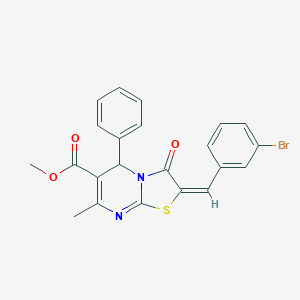 molecular formula C22H17BrN2O3S B403084 methyl 2-(3-bromobenzylidene)-7-methyl-3-oxo-5-phenyl-2,3-dihydro-5H-[1,3]thiazolo[3,2-a]pyrimidine-6-carboxylate 