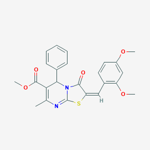 molecular formula C24H22N2O5S B403091 methyl 2-(2,4-dimethoxybenzylidene)-7-methyl-3-oxo-5-phenyl-2,3-dihydro-5H-[1,3]thiazolo[3,2-a]pyrimidine-6-carboxylate 