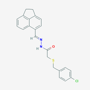 molecular formula C22H19ClN2OS B403093 2-[(4-chlorobenzyl)sulfanyl]-N'-(1,2-dihydro-5-acenaphthylenylmethylene)acetohydrazide 