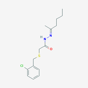 molecular formula C15H21ClN2OS B403098 2-[(2-chlorobenzyl)sulfanyl]-N'-(1-methylpentylidene)acetohydrazide 