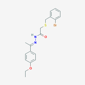 molecular formula C19H21BrN2O2S B403101 2-[(2-bromobenzyl)sulfanyl]-N'-[1-(4-ethoxyphenyl)ethylidene]acetohydrazide 