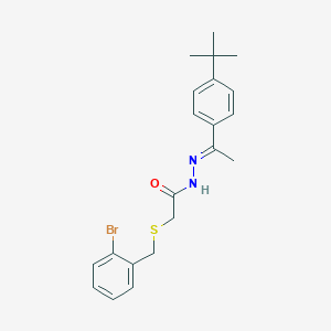 molecular formula C21H25BrN2OS B403106 2-[(2-bromobenzyl)sulfanyl]-N'-[1-(4-tert-butylphenyl)ethylidene]acetohydrazide 