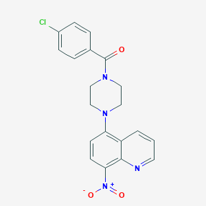 molecular formula C20H17ClN4O3 B040311 5-[4-(4-氯苯甲酰)-1-哌嗪基]-8-硝基喹啉 CAS No. 115687-05-3