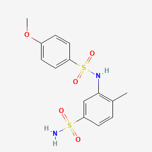 molecular formula C14H16N2O5S2 B4031259 3-{[(4-METHOXYPHENYL)SULFONYL]AMINO}-4-METHYL-1-BENZENESULFONAMIDE 