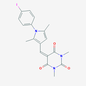 molecular formula C19H18IN3O3 B403126 5-{[1-(4-iodophenyl)-2,5-dimethyl-1H-pyrrol-3-yl]methylene}-1,3-dimethyl-2,4,6(1H,3H,5H)-pyrimidinetrione 
