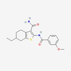 molecular formula C19H22N2O3S B4031364 6-ethyl-2-[(3-methoxybenzoyl)amino]-4,5,6,7-tetrahydro-1-benzothiophene-3-carboxamide 