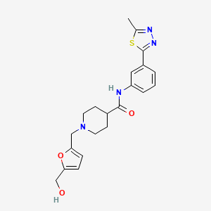 molecular formula C21H24N4O3S B4031492 1-[[5-(hydroxymethyl)furan-2-yl]methyl]-N-[3-(5-methyl-1,3,4-thiadiazol-2-yl)phenyl]piperidine-4-carboxamide 