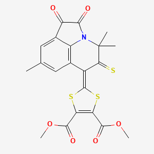 dimethyl 2-(4,4,8-trimethyl-1,2-dioxo-5-thioxo-1,2,4,5-tetrahydro-6H-pyrrolo[3,2,1-ij]quinolin-6-ylidene)-1,3-dithiole-4,5-dicarboxylate