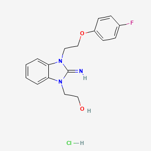 molecular formula C17H19ClFN3O2 B4031547 2-{3-[2-(4-fluorophenoxy)ethyl]-2-imino-2,3-dihydro-1H-benzimidazol-1-yl}ethanol hydrochloride 