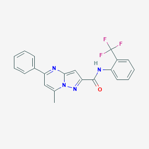 molecular formula C21H15F3N4O B403156 7-methyl-5-phenyl-N-[2-(trifluoromethyl)phenyl]pyrazolo[1,5-a]pyrimidine-2-carboxamide 