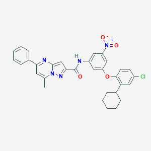 molecular formula C32H28ClN5O4 B403160 N-[3-(4-chloro-2-cyclohexylphenoxy)-5-nitrophenyl]-7-methyl-5-phenylpyrazolo[1,5-a]pyrimidine-2-carboxamide 