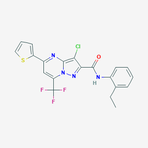molecular formula C20H14ClF3N4OS B403166 3-chloro-N-(2-ethylphenyl)-5-(2-thienyl)-7-(trifluoromethyl)pyrazolo[1,5-a]pyrimidine-2-carboxamide 
