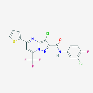 3-chloro-N-(3-chloro-4-fluorophenyl)-5-(2-thienyl)-7-(trifluoromethyl)pyrazolo[1,5-a]pyrimidine-2-carboxamide