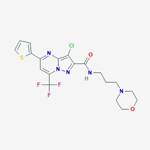 molecular formula C19H19ClF3N5O2S B403171 3-chloro-N-[3-(4-morpholinyl)propyl]-5-(2-thienyl)-7-(trifluoromethyl)pyrazolo[1,5-a]pyrimidine-2-carboxamide 
