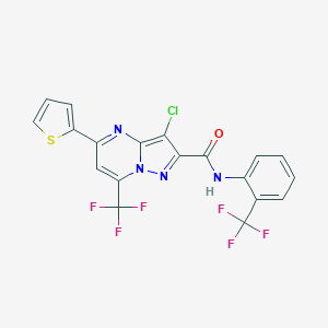 molecular formula C19H9ClF6N4OS B403173 3-chloro-5-(2-thienyl)-7-(trifluoromethyl)-N-[2-(trifluoromethyl)phenyl]pyrazolo[1,5-a]pyrimidine-2-carboxamide 