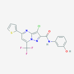 molecular formula C18H10ClF3N4O2S B403174 3-chloro-N-(3-hydroxyphenyl)-5-thiophen-2-yl-7-(trifluoromethyl)pyrazolo[1,5-a]pyrimidine-2-carboxamide CAS No. 5681-29-8