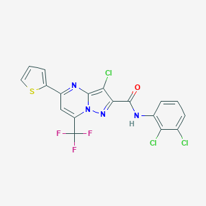 molecular formula C18H8Cl3F3N4OS B403176 3-chloro-N-(2,3-dichlorophenyl)-5-(2-thienyl)-7-(trifluoromethyl)pyrazolo[1,5-a]pyrimidine-2-carboxamide 