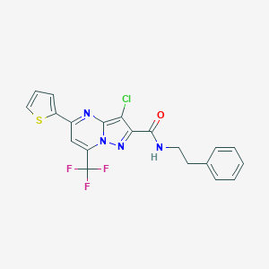 molecular formula C20H14ClF3N4OS B403177 3-chloro-N-(2-phenylethyl)-5-(2-thienyl)-7-(trifluoromethyl)pyrazolo[1,5-a]pyrimidine-2-carboxamide 