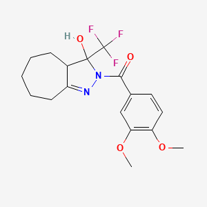 2-(3,4-dimethoxybenzoyl)-3-(trifluoromethyl)-2,3,3a,4,5,6,7,8-octahydrocyclohepta[c]pyrazol-3-ol