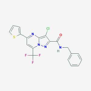 molecular formula C19H12ClF3N4OS B403179 N-benzyl-3-chloro-5-(2-thienyl)-7-(trifluoromethyl)pyrazolo[1,5-a]pyrimidine-2-carboxamide 