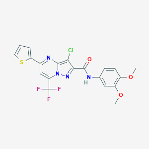 molecular formula C20H14ClF3N4O3S B403183 3-chloro-N-(3,4-dimethoxyphenyl)-5-(thiophen-2-yl)-7-(trifluoromethyl)pyrazolo[1,5-a]pyrimidine-2-carboxamide CAS No. 313247-38-0