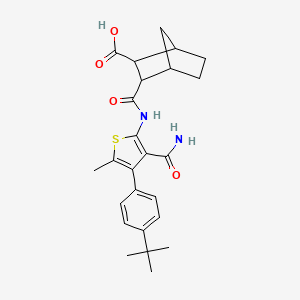 3-{[4-(4-Tert-butylphenyl)-3-carbamoyl-5-methylthiophen-2-yl]carbamoyl}bicyclo[2.2.1]heptane-2-carboxylic acid