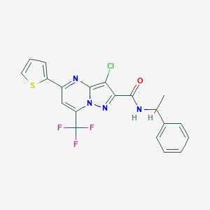 3-CHLORO-N-(1-PHENYLETHYL)-5-(THIOPHEN-2-YL)-7-(TRIFLUOROMETHYL)PYRAZOLO[1,5-A]PYRIMIDINE-2-CARBOXAMIDE