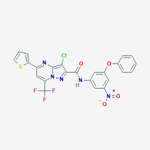 molecular formula C24H13ClF3N5O4S B403188 3-chloro-N-{3-nitro-5-phenoxyphenyl}-5-(2-thienyl)-7-(trifluoromethyl)pyrazolo[1,5-a]pyrimidine-2-carboxamide 