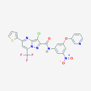 molecular formula C23H12ClF3N6O4S B403189 3-chloro-N-[3-nitro-5-(3-pyridinyloxy)phenyl]-5-(2-thienyl)-7-(trifluoromethyl)pyrazolo[1,5-a]pyrimidine-2-carboxamide 