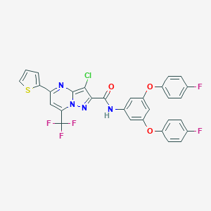 molecular formula C30H16ClF5N4O3S B403194 N-[3,5-bis(4-fluorophenoxy)phenyl]-3-chloro-5-(2-thienyl)-7-(trifluoromethyl)pyrazolo[1,5-a]pyrimidine-2-carboxamide 