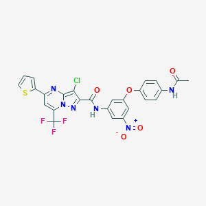 N-{3-[4-(acetylamino)phenoxy]-5-nitrophenyl}-3-chloro-5-(2-thienyl)-7-(trifluoromethyl)pyrazolo[1,5-a]pyrimidine-2-carboxamide