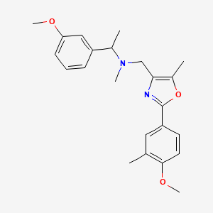 N-[[2-(4-methoxy-3-methylphenyl)-5-methyl-1,3-oxazol-4-yl]methyl]-1-(3-methoxyphenyl)-N-methylethanamine