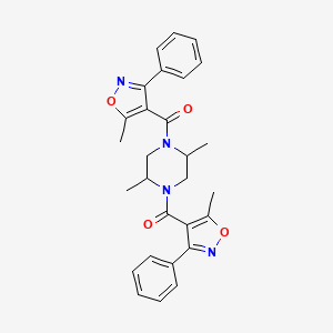 molecular formula C28H28N4O4 B4031966 2,5-DIMETHYL-1,4-BIS(5-METHYL-3-PHENYL-1,2-OXAZOLE-4-CARBONYL)PIPERAZINE 