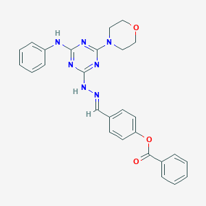 4-[(E)-{2-[4-(morpholin-4-yl)-6-(phenylamino)-1,3,5-triazin-2-yl]hydrazinylidene}methyl]phenyl benzoate