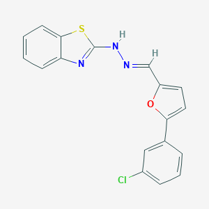 molecular formula C18H12ClN3OS B403201 2-[(2E)-2-{[5-(3-chlorophenyl)furan-2-yl]methylidene}hydrazinyl]-1,3-benzothiazole 