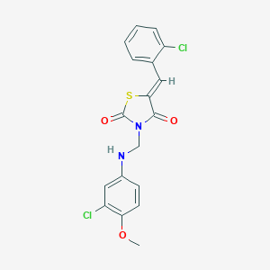 molecular formula C18H14Cl2N2O3S B403203 5-(2-Chlorobenzylidene)-3-[(3-chloro-4-methoxyanilino)methyl]-1,3-thiazolidine-2,4-dione 