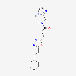 molecular formula C18H27N5O2 B4032056 3-[5-(2-cyclohexylethyl)-1,3,4-oxadiazol-2-yl]-N-(1H-imidazol-2-ylmethyl)-N-methylpropanamide 