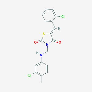 molecular formula C18H14Cl2N2O2S B403207 5-(2-Chlorobenzylidene)-3-[(3-chloro-4-methylanilino)methyl]-1,3-thiazolidine-2,4-dione 