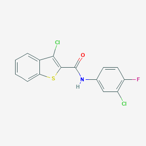 molecular formula C15H8Cl2FNOS B403219 3-chloro-N-(3-chloro-4-fluorophenyl)-1-benzothiophene-2-carboxamide 