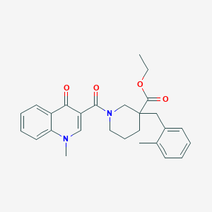 ethyl 3-(2-methylbenzyl)-1-[(1-methyl-4-oxo-1,4-dihydro-3-quinolinyl)carbonyl]-3-piperidinecarboxylate