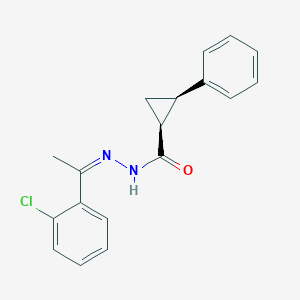 molecular formula C18H17ClN2O B403224 N'-[1-(2-chlorophenyl)ethylidene]-2-phenylcyclopropanecarbohydrazide 