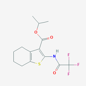 molecular formula C14H16F3NO3S B403227 Isopropyl 2-[(trifluoroacetyl)amino]-4,5,6,7-tetrahydro-1-benzothiophene-3-carboxylate 