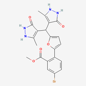 molecular formula C21H19BrN4O5 B4032284 methyl 2-{5-[bis(5-hydroxy-3-methyl-1H-pyrazol-4-yl)methyl]-2-furyl}-5-bromobenzoate 