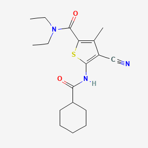 molecular formula C18H25N3O2S B4032543 4-CYANO-5-CYCLOHEXANEAMIDO-NN-DIETHYL-3-METHYLTHIOPHENE-2-CARBOXAMIDE 