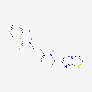 2-fluoro-N-{3-[(1-imidazo[2,1-b][1,3]thiazol-6-ylethyl)amino]-3-oxopropyl}benzamide